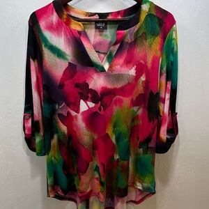 Jostar USA Pink Abstract Stretchy Comfort Watercolor Relaxed Tunic Size XL